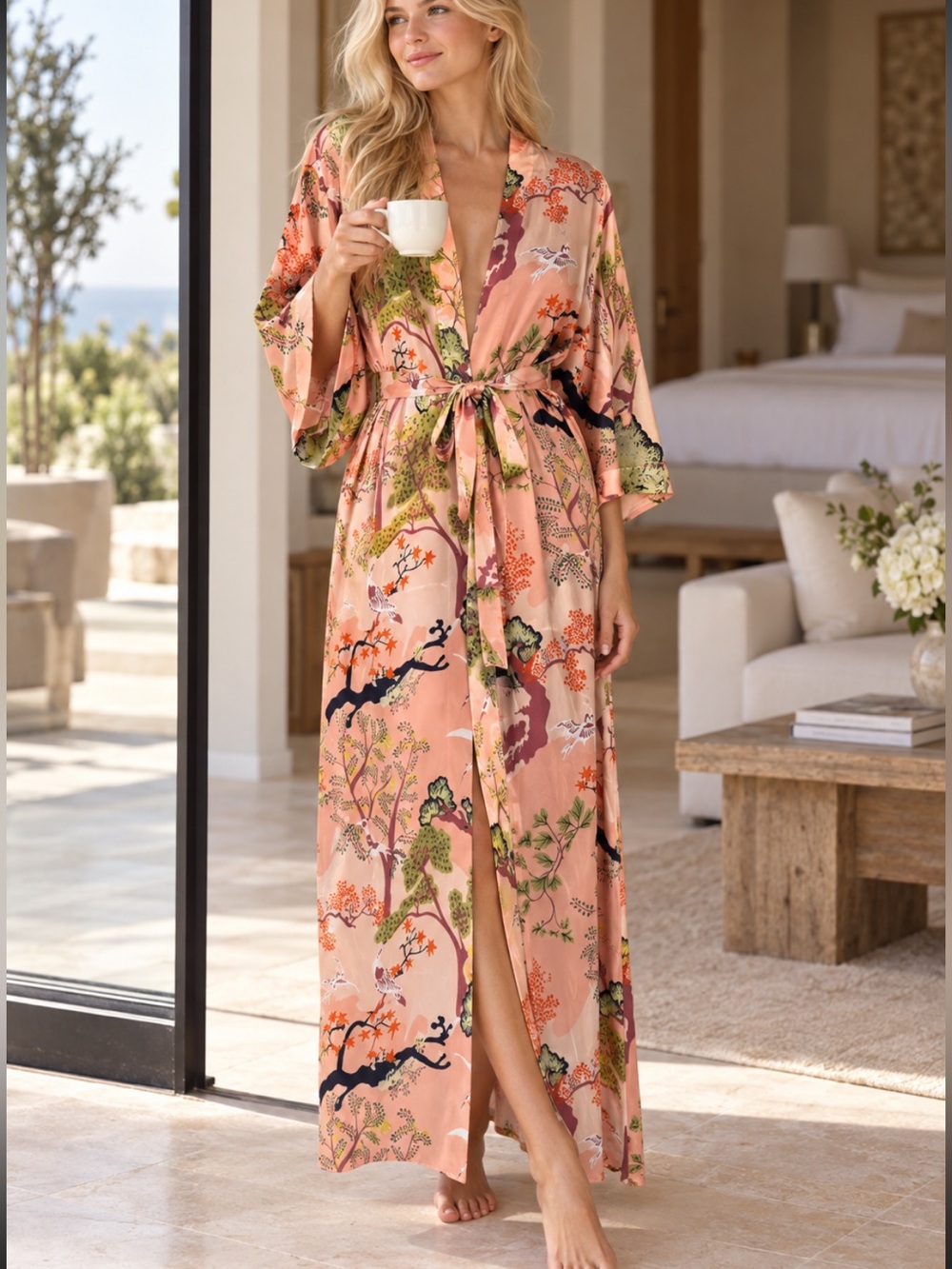 Vilebrequin $1440 floral Silk Full Length Robe Size XS 57180